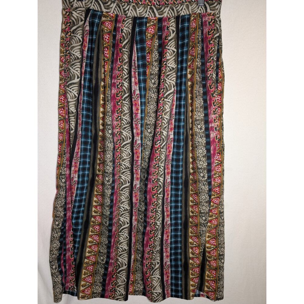 David Paul New York Womens Pleated Skirt Sz 16 Boho Artsy Geometric Pockets Midi